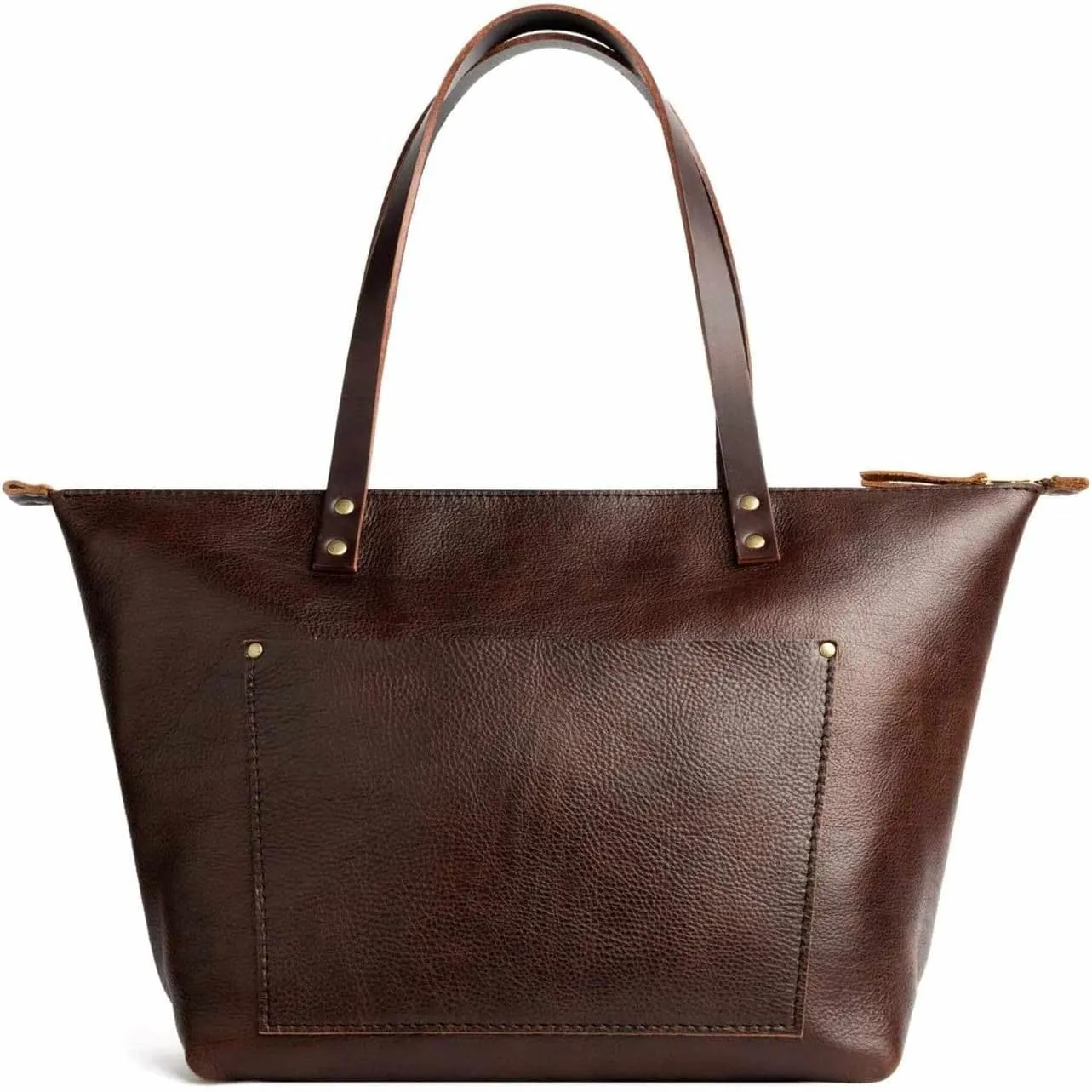 Portland Leather Goods Medium Zipper Tote Bag – Handmade, Durable & Unlined – Interior & Exterior Pockets