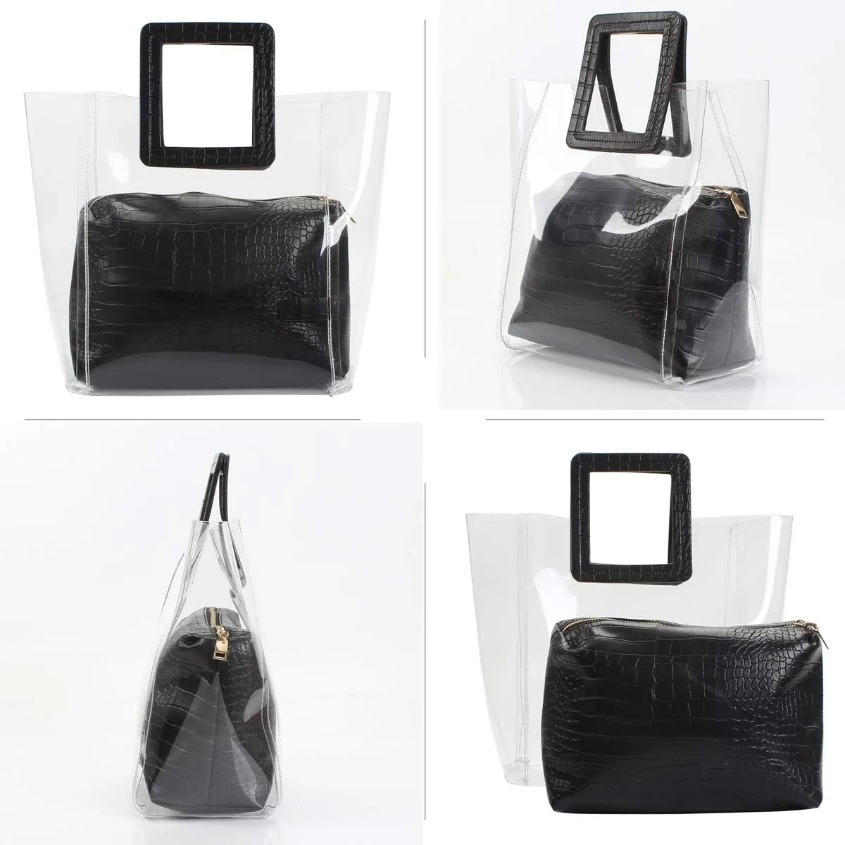 Poxas Womens Transparent Shoulder Bags Clear Tote PVC Handbag Jelly Purse Waterproof Bag