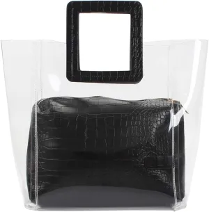 Poxas Womens Transparent Shoulder Bags Clear Tote PVC Handbag Jelly Purse Waterproof Bag