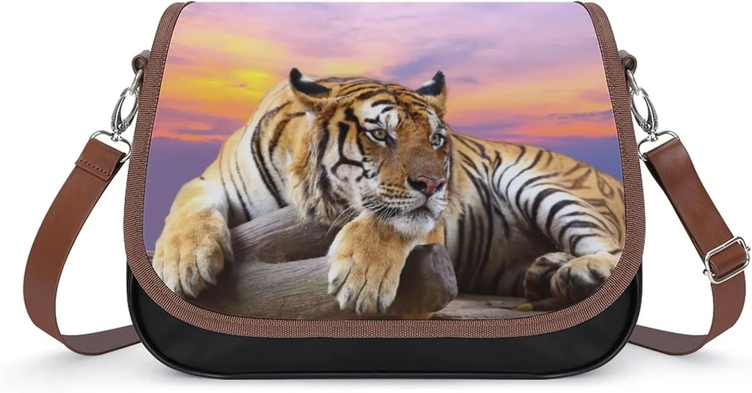 Printed Crossbody Bag Shoulder Bag PU Leather Women's Designer Satchels Thinking Tiger