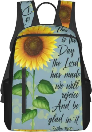 Psalm 118 24 This Is The Day The Lord Has Made Bible Verse Lightweight Backpack For Women Men, Casual Polyester Daypack Bookbag Travel Hiking Bag, Durable Laptop Backpack