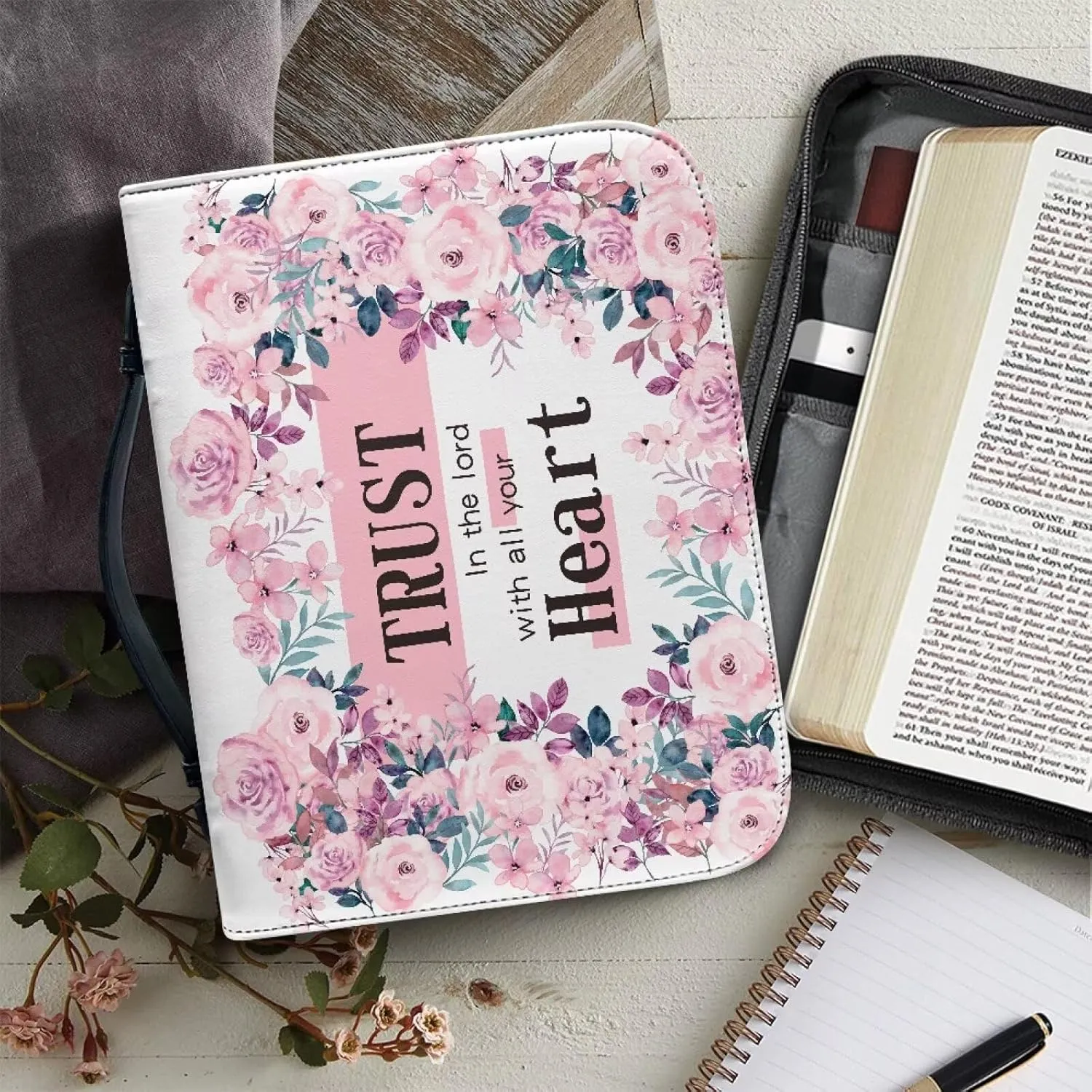 Pu Bible Cover for Women Portable Bible Bag and Totes with Internal Compartments