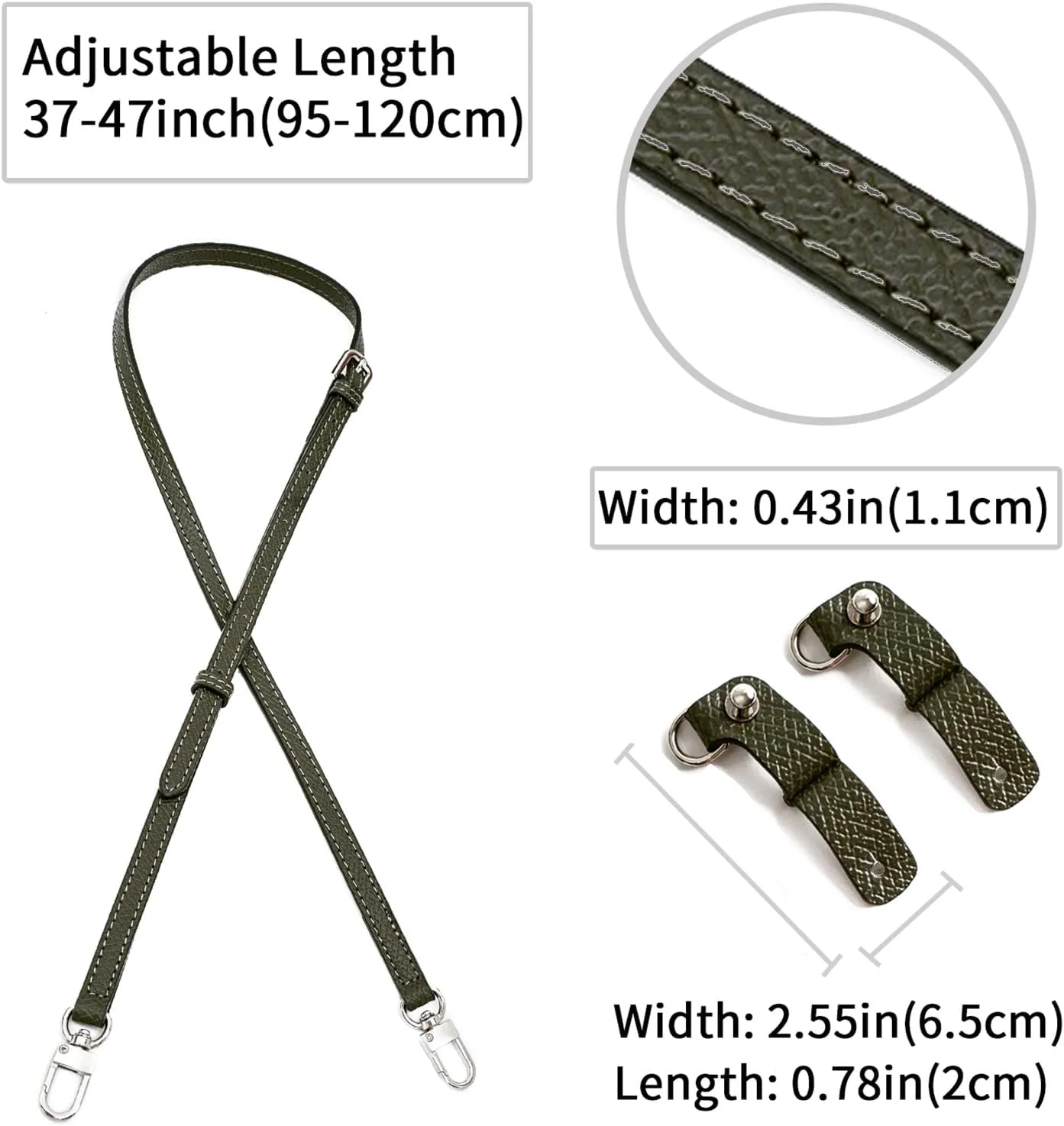 Purse Straps Replacement, Leather Handbag Crossbody Shoulder Strap kit Adjustable for Mini Tote Bag Women