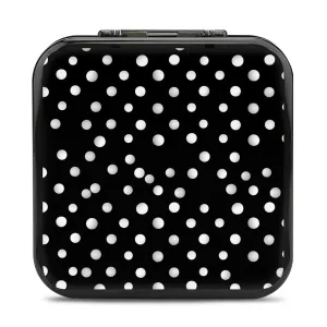 QMNBTES Black White Polka Dots Switch Game Case Switch Game Holder Cartridge Case Storage 24 Games & 2 Micro Sd Card Slots, Travel Carry Cases, Portable Games Card Storage, Hard Shell, Buckle Closure
