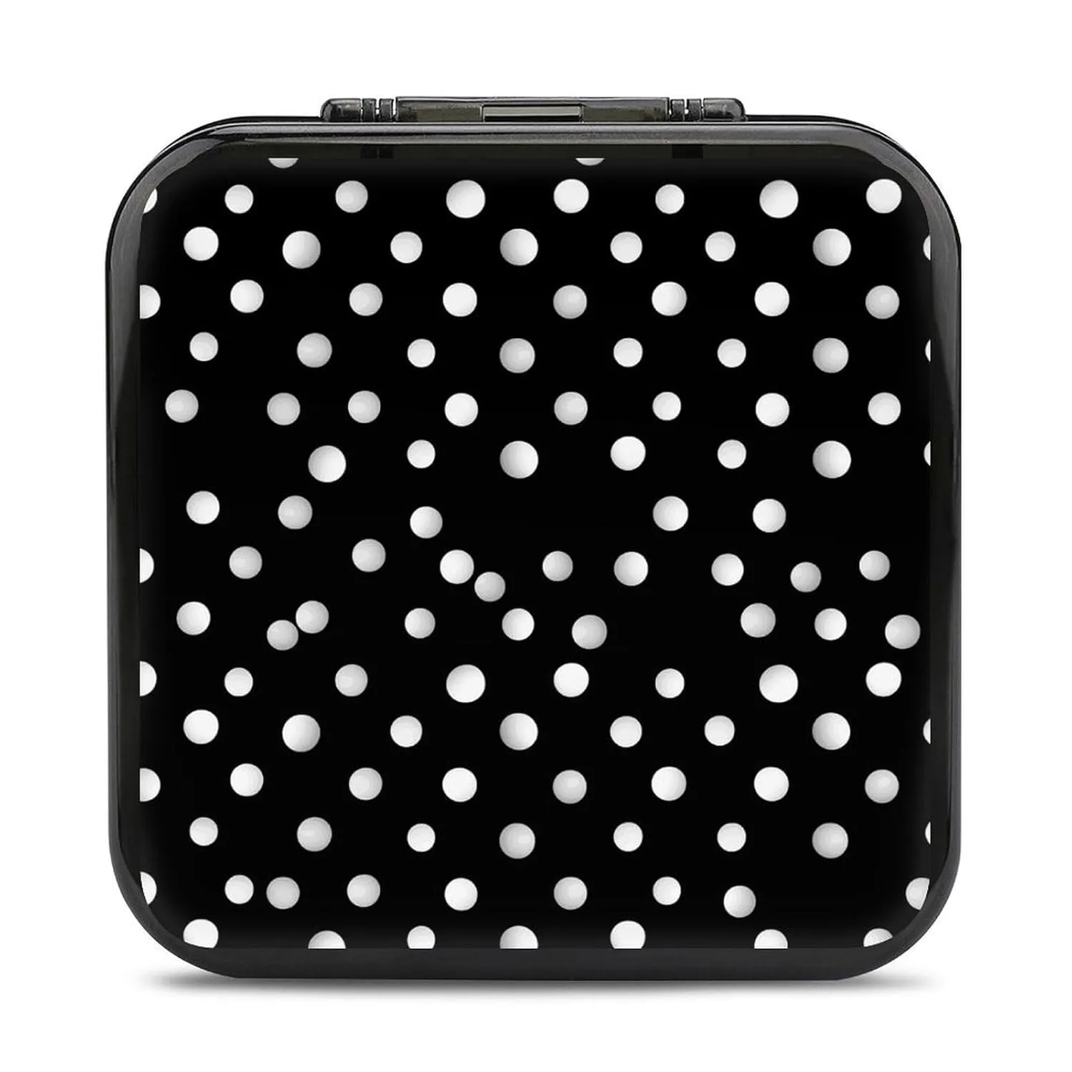 QMNBTES Black White Polka Dots Switch Game Case Switch Game Holder Cartridge Case Storage 24 Games & 2 Micro Sd Card Slots, Travel Carry Cases, Portable Games Card Storage, Hard Shell, Buckle Closure