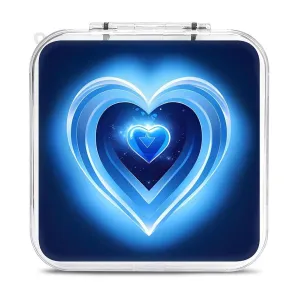 QMNBTES Blue Heart Switch Game Case Switch Game Holder Cartridge Case Storage 12 Games & 2 Micro Sd Card Slots, Travel Carry Cases, Portable Games Card Storage, Hard Shell, Buckle Closure