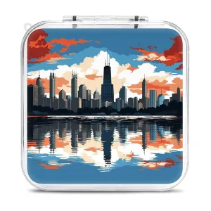 QMNBTES Chicago Skyline Switch Game Case Switch Game Holder Cartridge Case Storage 12 Games & 2 Micro Sd Card Slots, Travel Carry Cases, Portable Games Card Storage, Hard Shell, Buckle Closure