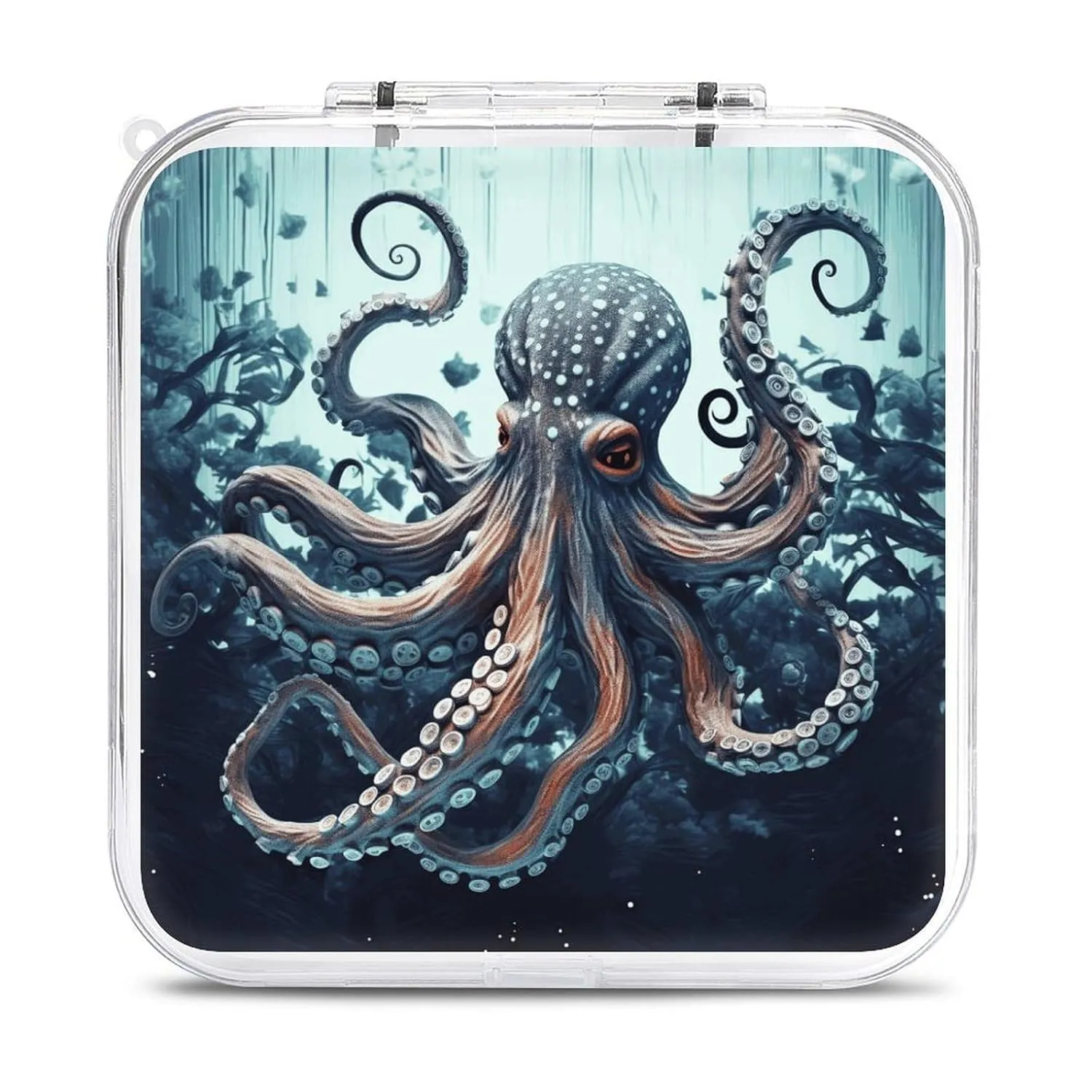 QMNBTES Cool Octopus Switch Game Case Switch Game Holder Cartridge Case Storage 12 Games & 2 Micro Sd Card Slots, Travel Carry Cases, Portable Games Card Storage, Hard Shell, Buckle Closure