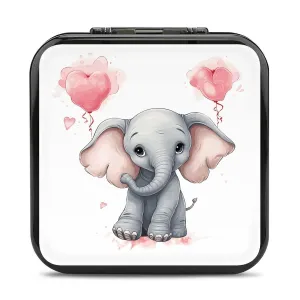 QMNBTES Cute Cartoon Elephant Switch Game Case Switch Game Holder Cartridge Case Storage 24 Games & 2 Micro Sd Card Slots, Travel Carry Cases, Portable Games Card Storage, Hard Shell, Buckle Closure