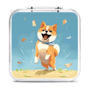 QMNBTES Cute Shiba Inu Switch Game Case Switch Game Holder Cartridge Case Storage 12 Games & 2 Micro Sd Card Slots, Travel Carry Cases, Portable Games Card Storage, Hard Shell, Buckle Closure
