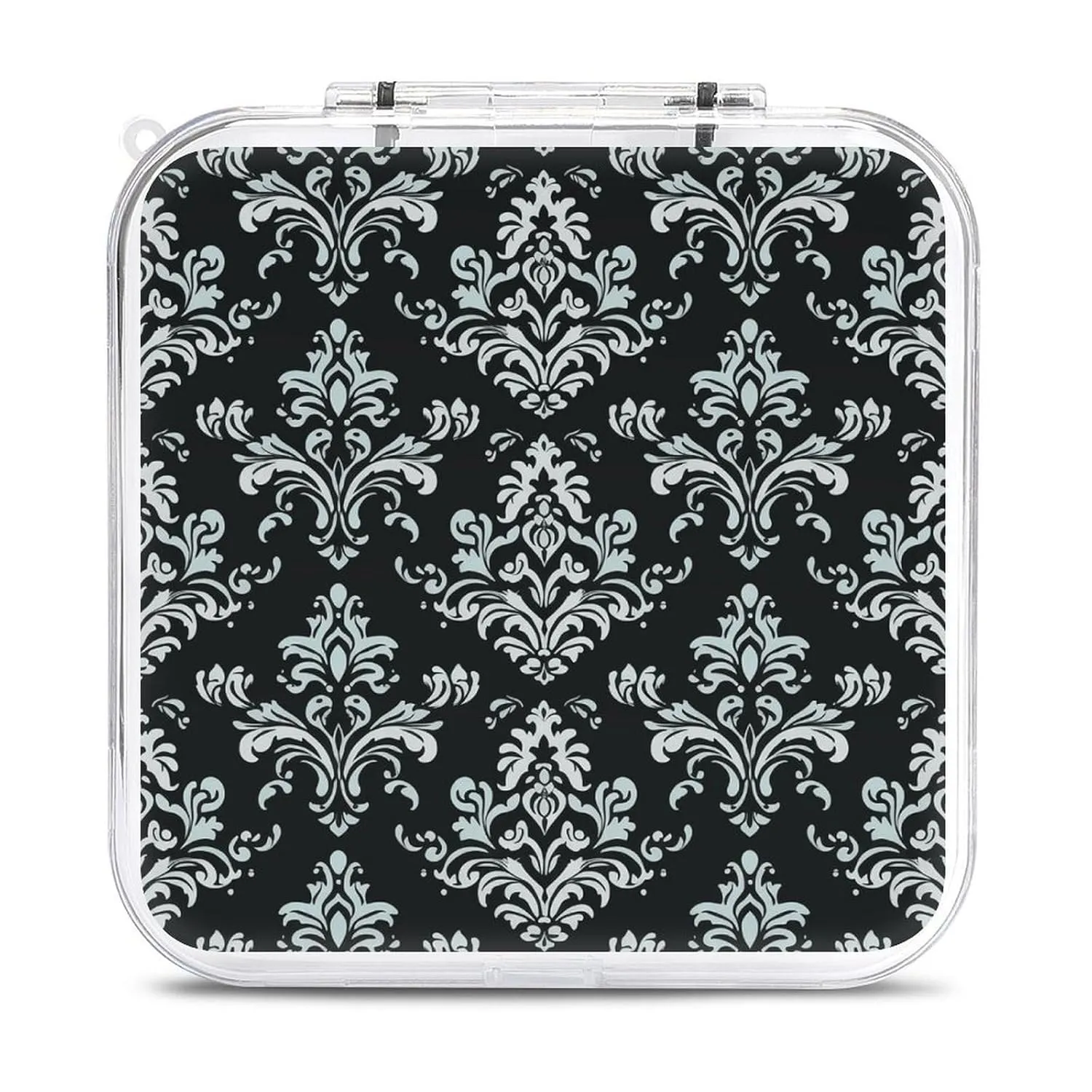 QMNBTES Damask Pattern Switch Game Case Switch Game Holder Cartridge Case Storage 12 Games & 2 Micro Sd Card Slots, Travel Carry Cases, Portable Games Card Storage, Hard Shell, Buckle Closure