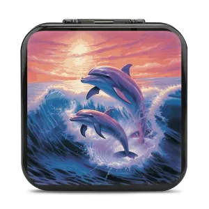 QMNBTES Dolphins Art Switch Game Case Switch Game Holder Cartridge Case Storage 24 Games & 2 Micro Sd Card Slots, Travel Carry Cases, Portable Games Card Storage, Hard Shell, Buckle Closure