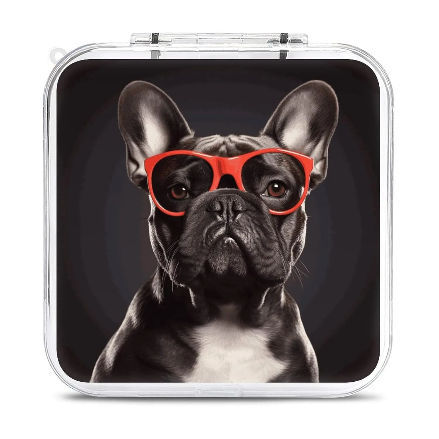 QMNBTES French Bulldog Switch Game Case Switch Game Holder Cartridge Case Storage 12 Games & 2 Micro Sd Card Slots, Travel Carry Cases, Portable Games Card Storage, Hard Shell, Buckle Closure
