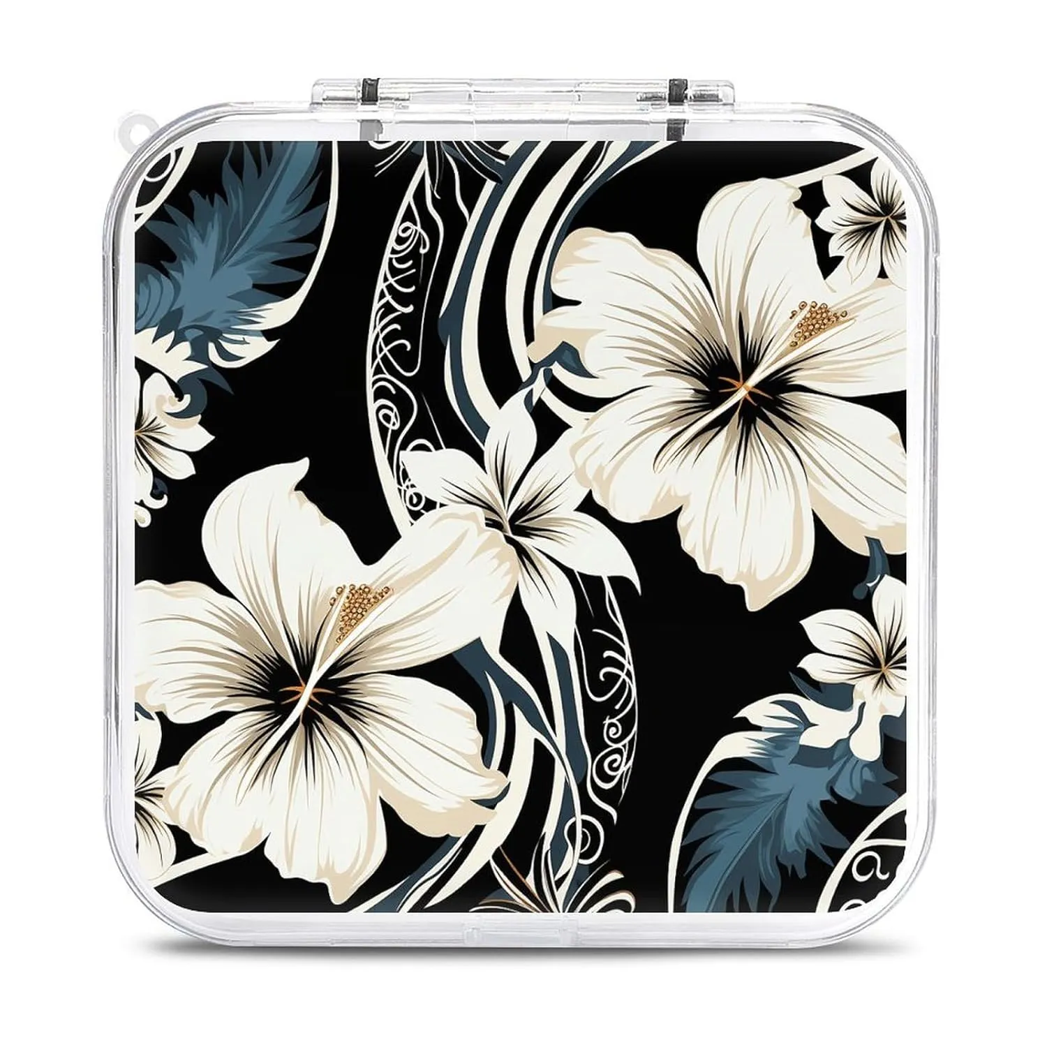QMNBTES Hawaiian Flowers Switch Game Case Switch Game Holder Cartridge Case Storage 12 Games & 2 Micro Sd Card Slots, Travel Carry Cases, Portable Games Card Storage, Hard Shell, Buckle Closure