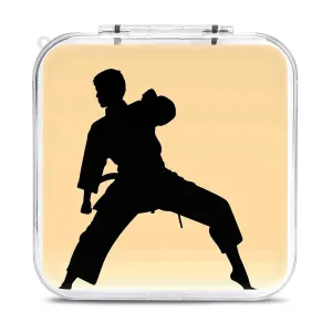 QMNBTES Karate Men Silhouette Switch Game Case Switch Game Holder Cartridge Case Storage 12 Games & 2 Micro Sd Card Slots, Travel Carry Cases, Portable Games Card Storage, Hard Shell, Buckle Closure