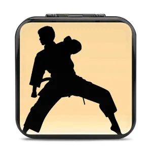 QMNBTES Karate Men Silhouette Switch Game Case Switch Game Holder Cartridge Case Storage 24 Games & 2 Micro Sd Card Slots, Travel Carry Cases, Portable Games Card Storage, Hard Shell, Buckle Closure