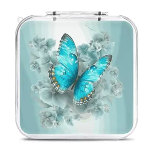 QMNBTES Light Blue Butterfly Switch Game Case Switch Game Holder Cartridge Case Storage 12 Games & 2 Micro Sd Card Slots, Travel Carry Cases, Portable Games Card Storage, Hard Shell, Buckle Closure