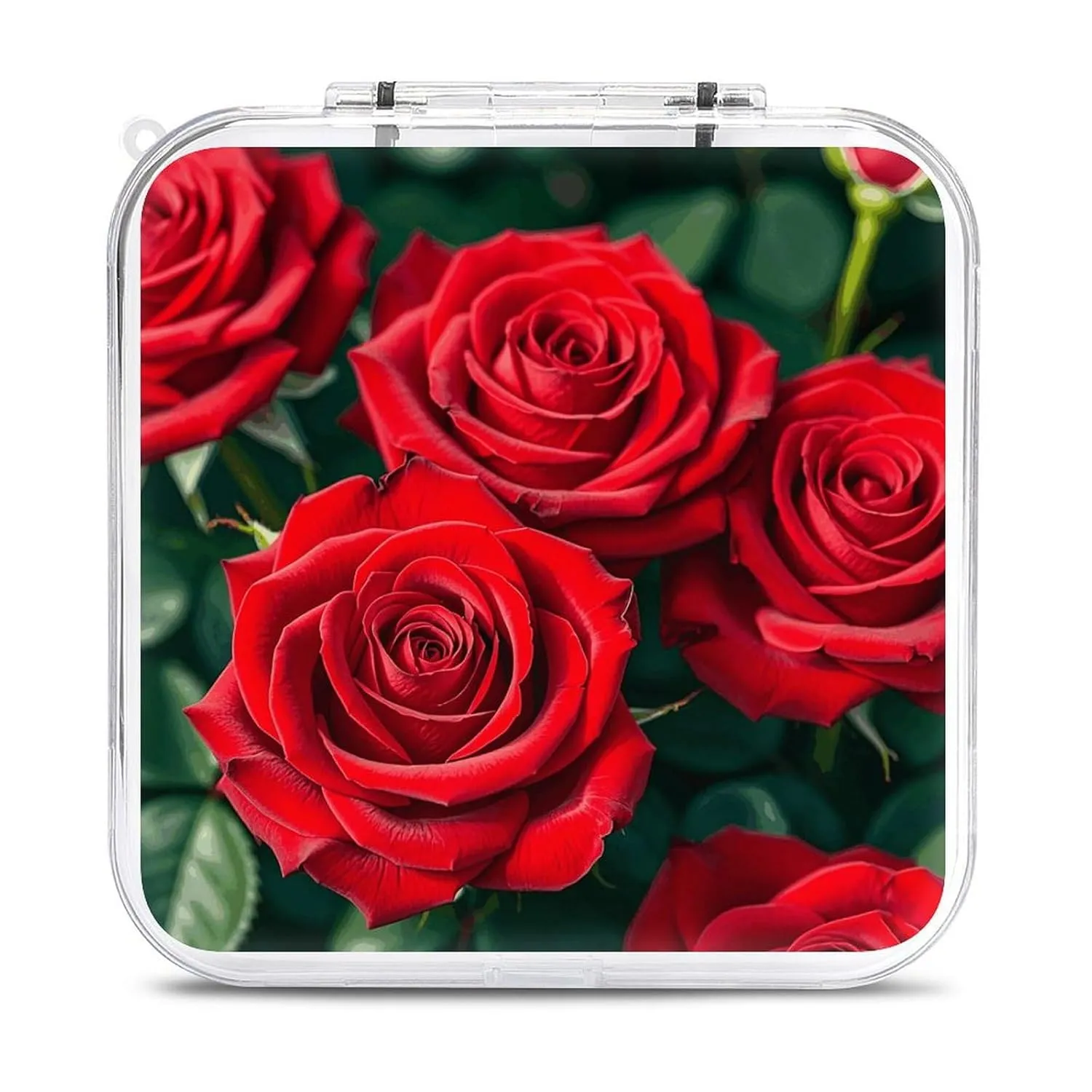 QMNBTES Many Red Rose Switch Game Case Switch Game Holder Cartridge Case Storage 12 Games & 2 Micro Sd Card Slots, Travel Carry Cases, Portable Games Card Storage, Hard Shell, Buckle Closure
