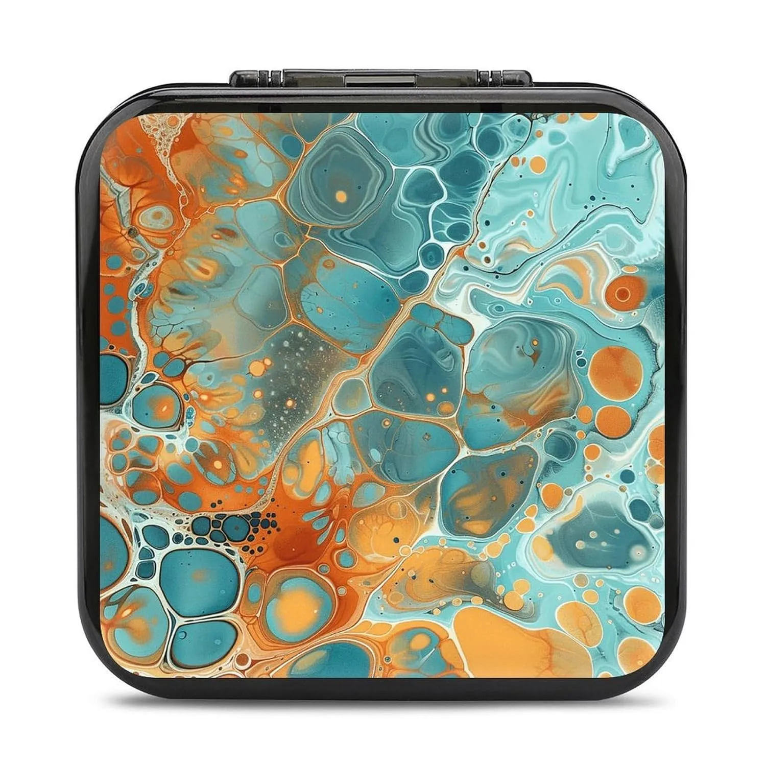 QMNBTES Orange And Turquoise Switch Game Case Switch Game Holder Cartridge Case Storage 24 Games & 2 Micro Sd Card Slots, Travel Carry Cases, Portable Games Card Storage, Hard Shell, Buckle Closure
