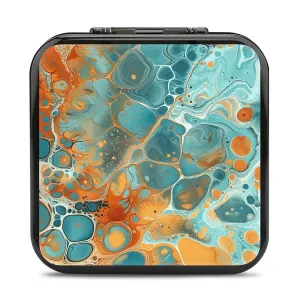 QMNBTES Orange And Turquoise Switch Game Case Switch Game Holder Cartridge Case Storage 24 Games & 2 Micro Sd Card Slots, Travel Carry Cases, Portable Games Card Storage, Hard Shell, Buckle Closure