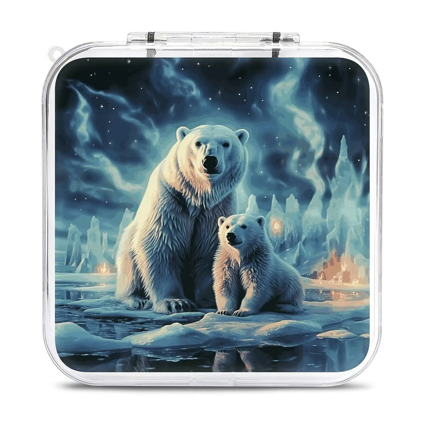 QMNBTES Polar Bears Switch Game Case Switch Game Holder Cartridge Case Storage 12 Games & 2 Micro Sd Card Slots, Travel Carry Cases, Portable Games Card Storage, Hard Shell, Buckle Closure