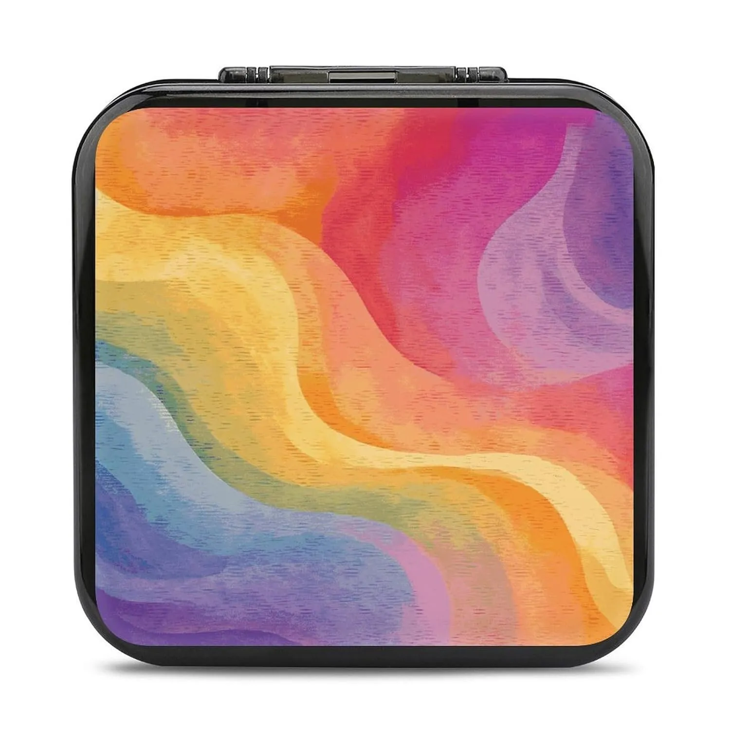 QMNBTES Rainbow Switch Game Case Switch Game Holder Cartridge Case Storage 24 Games & 2 Micro Sd Card Slots, Travel Carry Cases, Portable Games Card Storage, Hard Shell, Buckle Closure