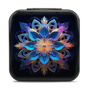 QMNBTES Rectangle Mandala Switch Game Case Switch Game Holder Cartridge Case Storage 24 Games & 2 Micro Sd Card Slots, Travel Carry Cases, Portable Games Card Storage, Hard Shell, Buckle Closure