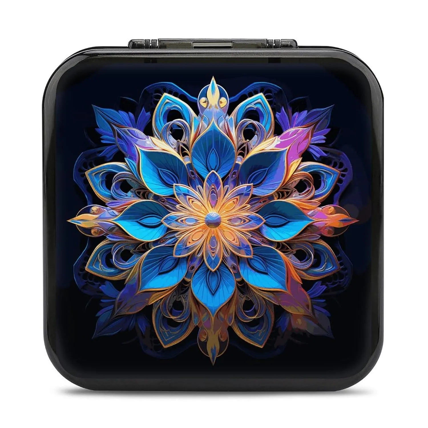 QMNBTES Rectangle Mandala Switch Game Case Switch Game Holder Cartridge Case Storage 24 Games & 2 Micro Sd Card Slots, Travel Carry Cases, Portable Games Card Storage, Hard Shell, Buckle Closure