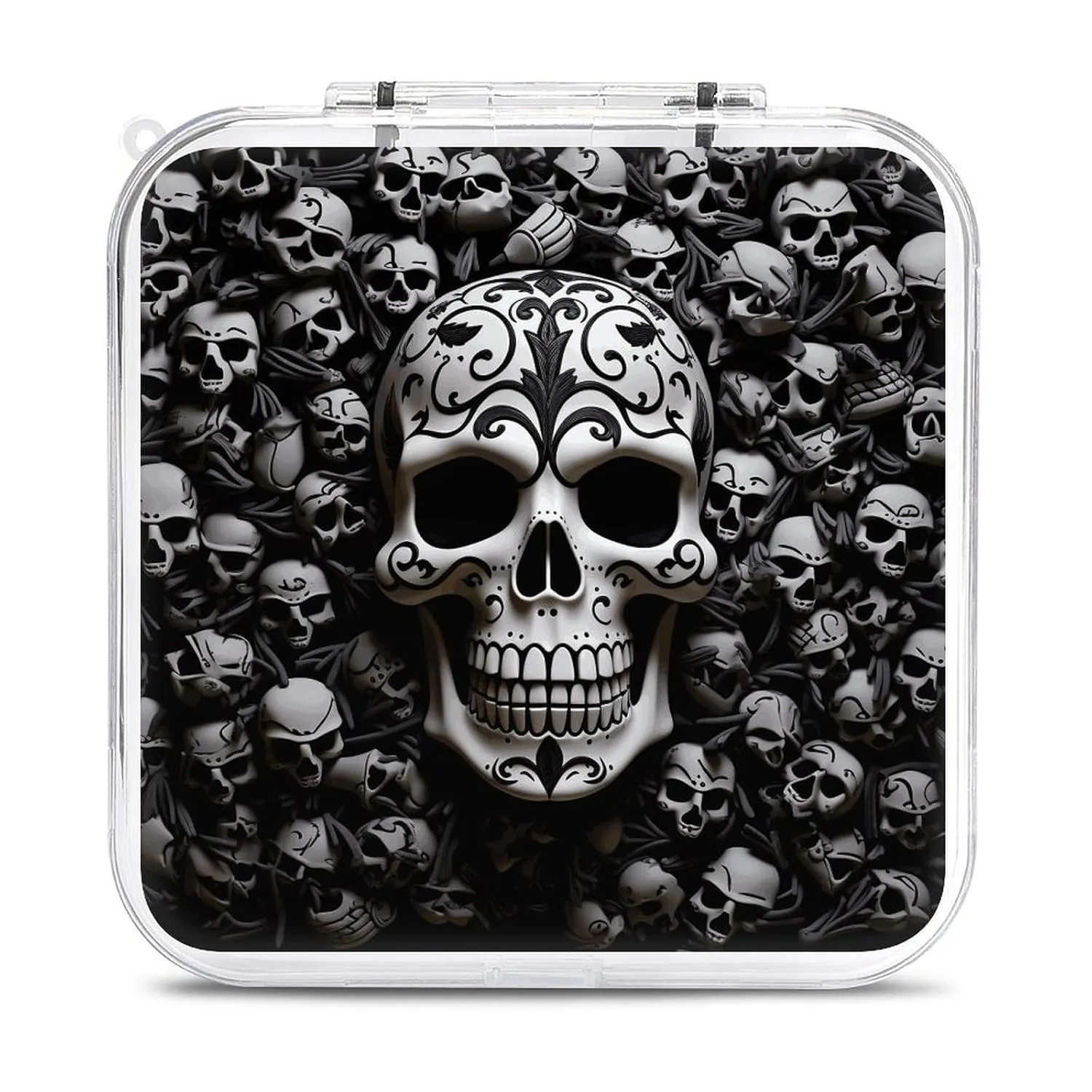 QMNBTES Skulls Switch Game Case Switch Game Holder Cartridge Case Storage 12 Games & 2 Micro Sd Card Slots, Travel Carry Cases, Portable Games Card Storage, Hard Shell, Buckle Closure