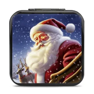 QMNBTES Smiling Santa Claus Switch Game Case Switch Game Holder Cartridge Case Storage 24 Games & 2 Micro Sd Card Slots, Travel Carry Cases, Portable Games Card Storage, Hard Shell, Buckle Closure