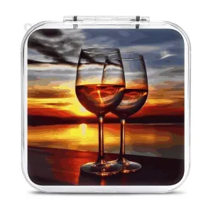 QMNBTES Sunset Wine Glass Switch Game Case Switch Game Holder Cartridge Case Storage 12 Games & 2 Micro Sd Card Slots, Travel Carry Cases, Portable Games Card Storage, Hard Shell, Buckle Closure
