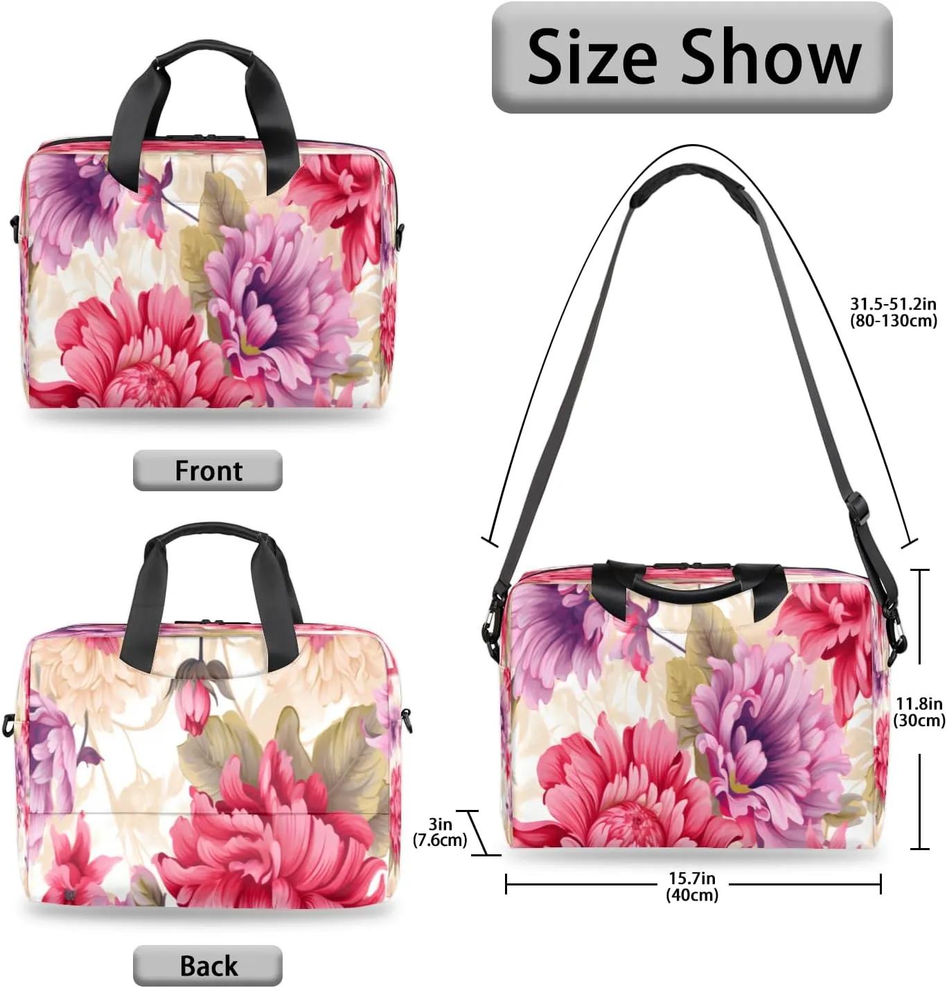 QsirBC Waterproof 15.7 inch Laptop Bag, Business Computer Bag with Adjustable Shoulder Strap