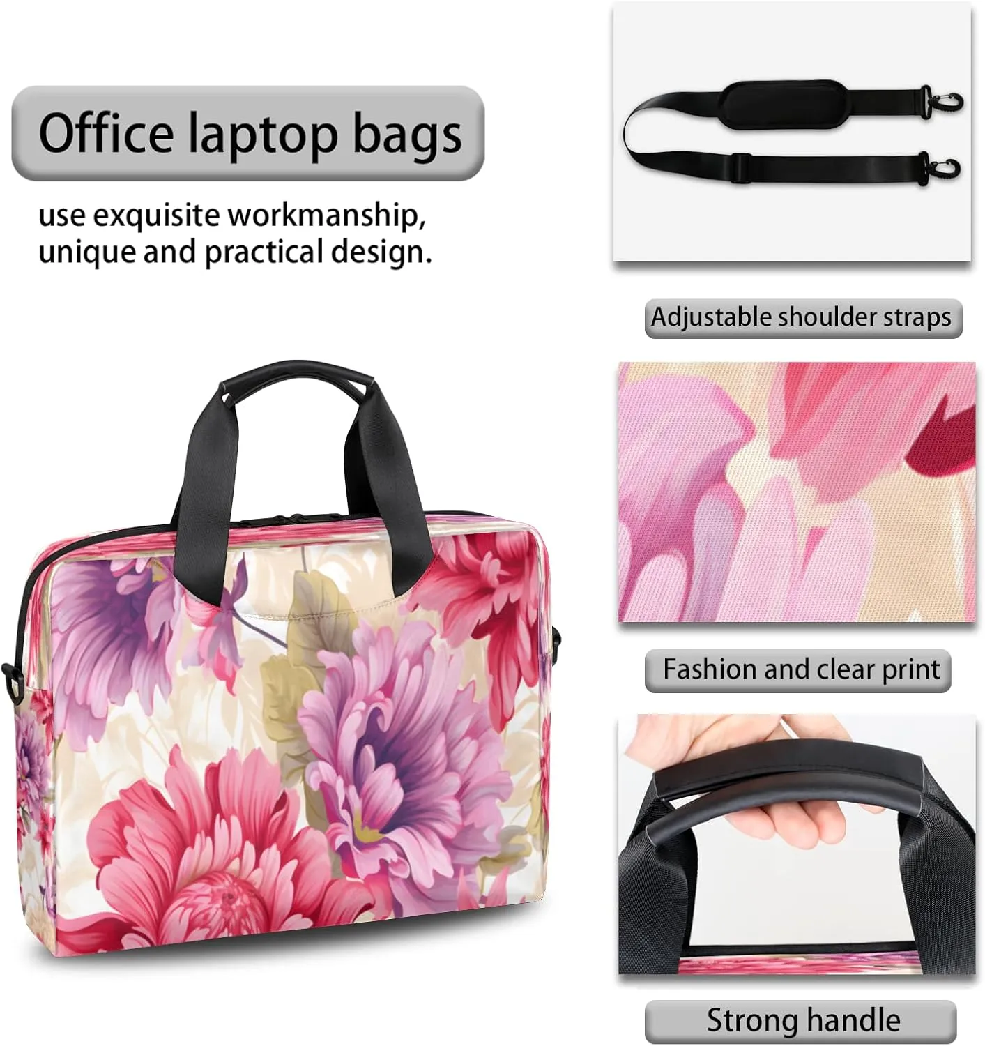 QsirBC Waterproof 15.7 inch Laptop Bag, Business Computer Bag with Adjustable Shoulder Strap