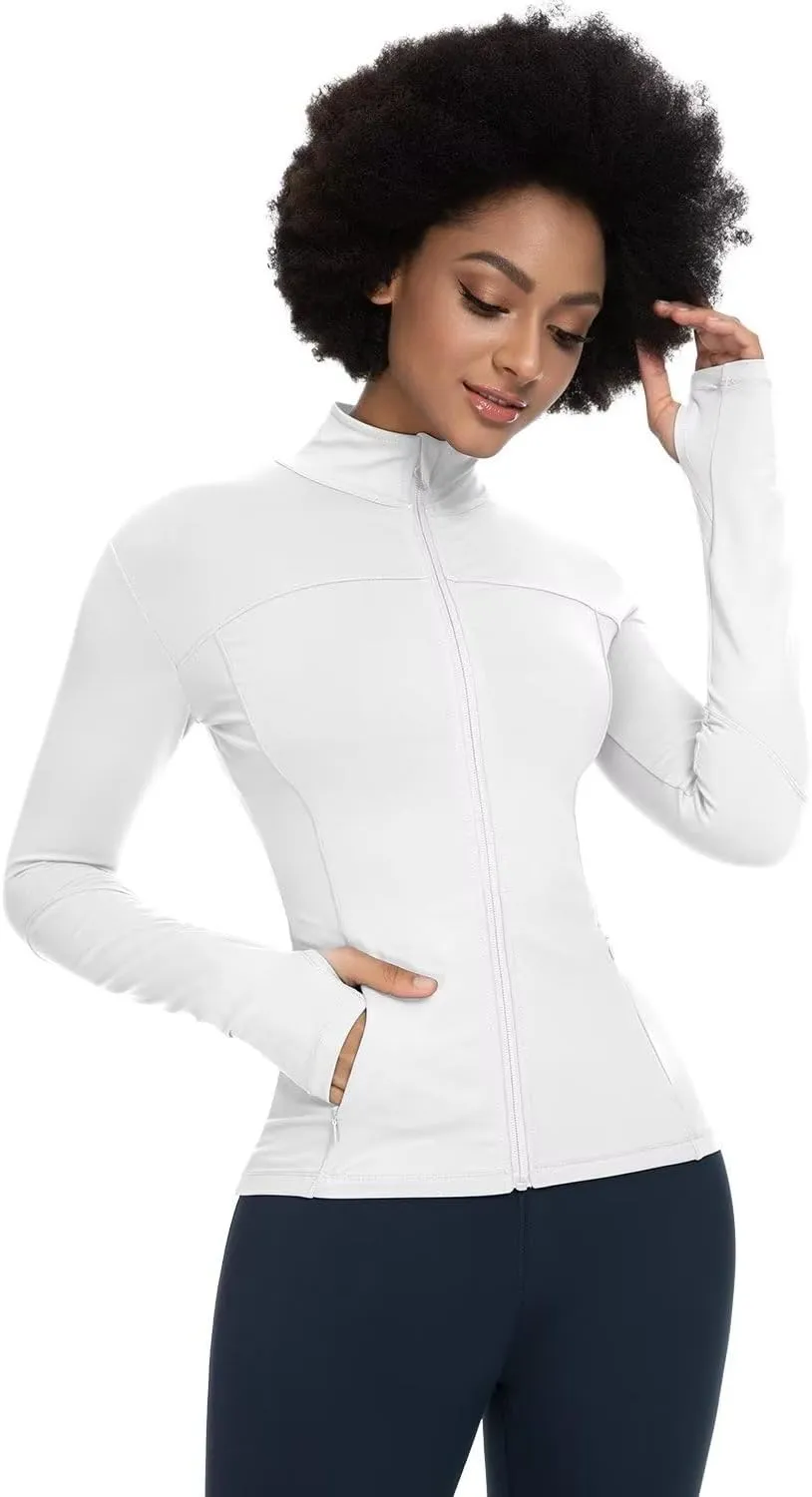 QUEENIEKE Womens Running Jackets Athletic Workout Scrub Jacket Track Full Zip Up Gym for Women Yoga Top