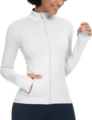QUEENIEKE Womens Running Jackets Athletic Workout Scrub Jacket Track Full Zip Up Gym for Women Yoga Top