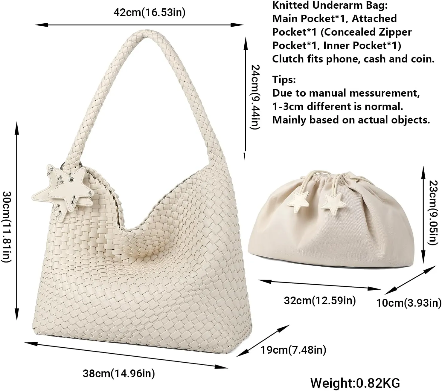 Queenoris Woven Tote Bag for Women, Fashion Vegan Leather Shoulder Handbags Summer Beach Bag Top-handle Travel Totes