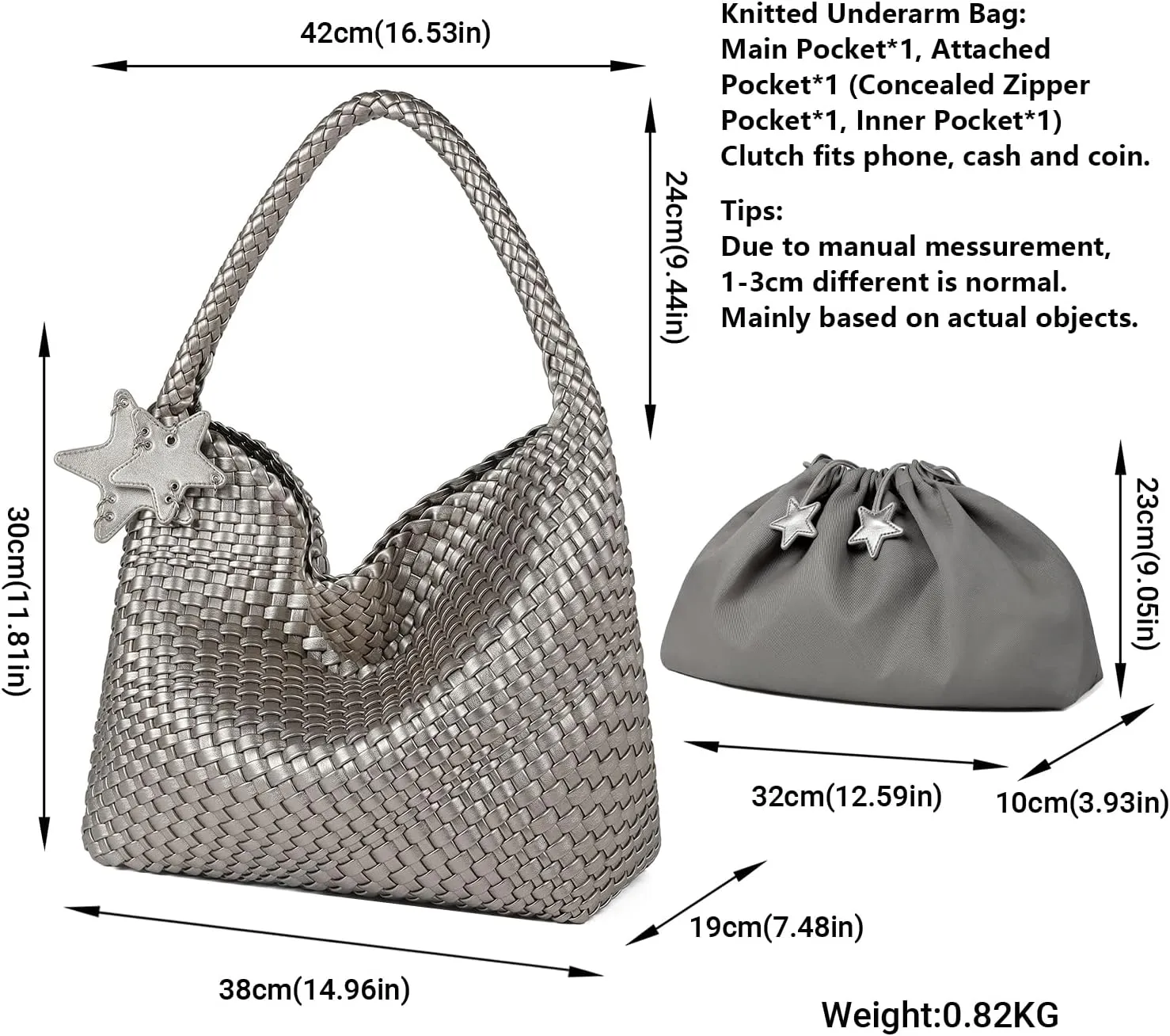 Queenoris Woven Tote Bag for Women, Fashion Vegan Leather Shoulder Handbags Summer Beach Bag Top-handle Travel Totes