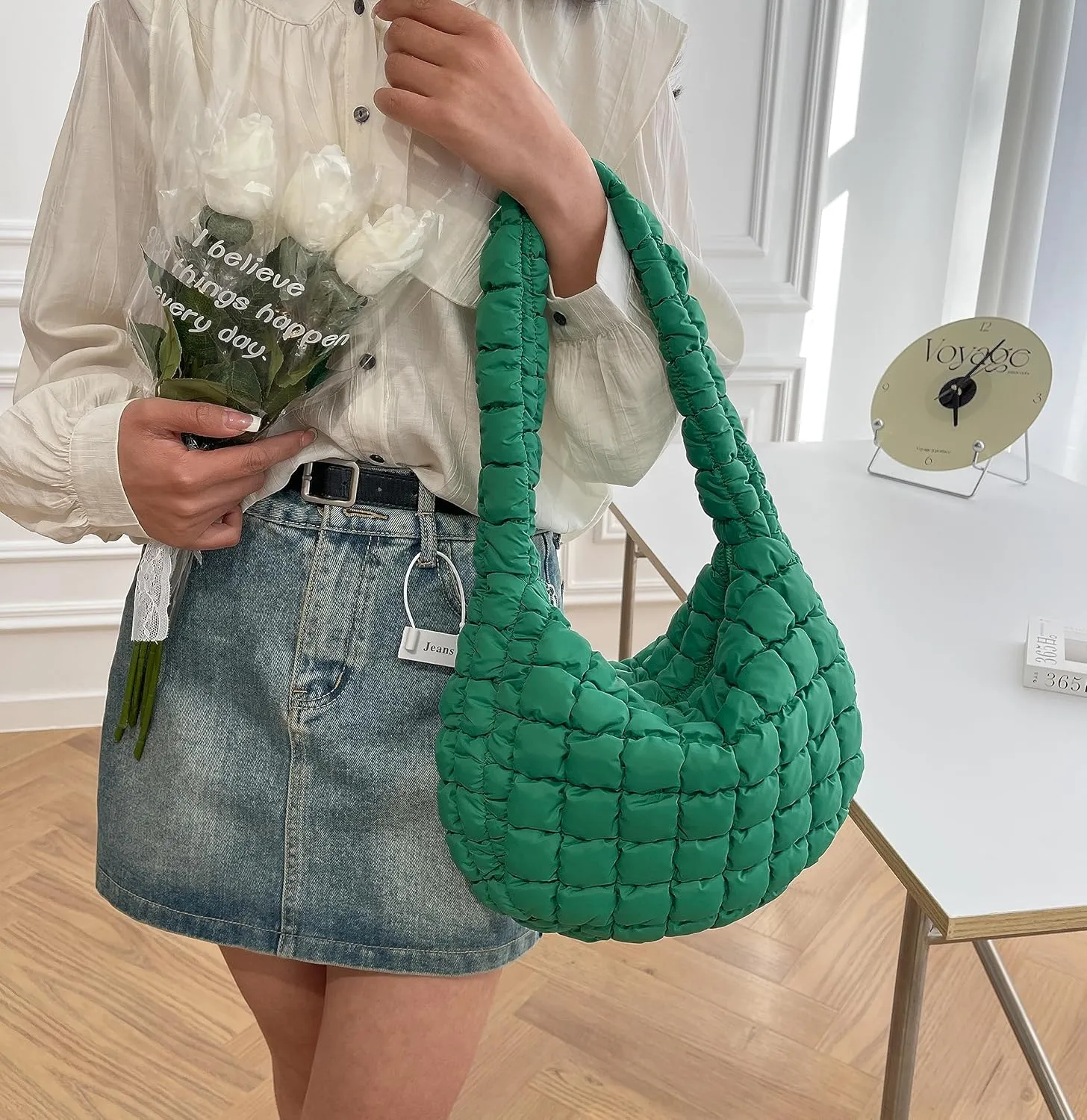 Quilted Tote Bag for Women Puffer Bag Lightweight Padding Shoulder Purse Hobo Bags Satchel Handbag Cloud Bags with Zip 2025