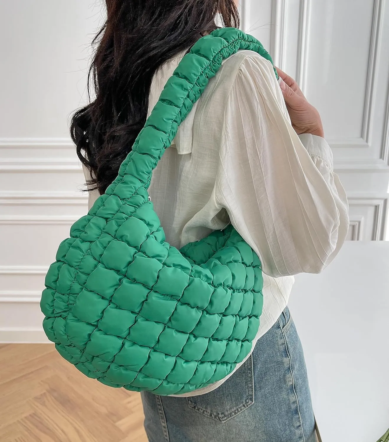 Quilted Tote Bag for Women Puffer Bag Lightweight Padding Shoulder Purse Hobo Bags Satchel Handbag Cloud Bags with Zip 2025