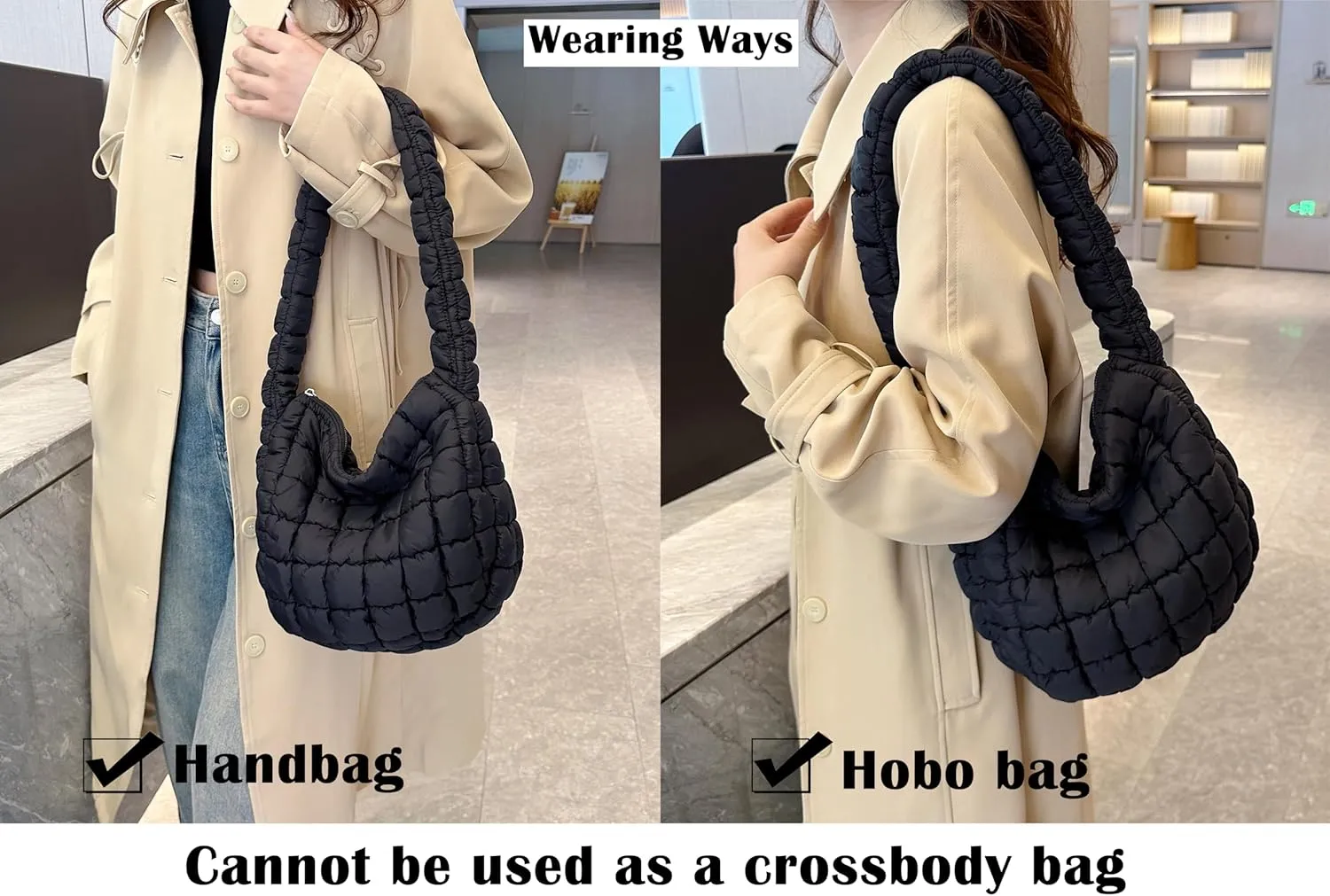 Quilted Tote Bag for Women Puffer Bag Lightweight Padding Shoulder Purse Hobo Bags Satchel Handbag Cloud Bags with Zip 2025
