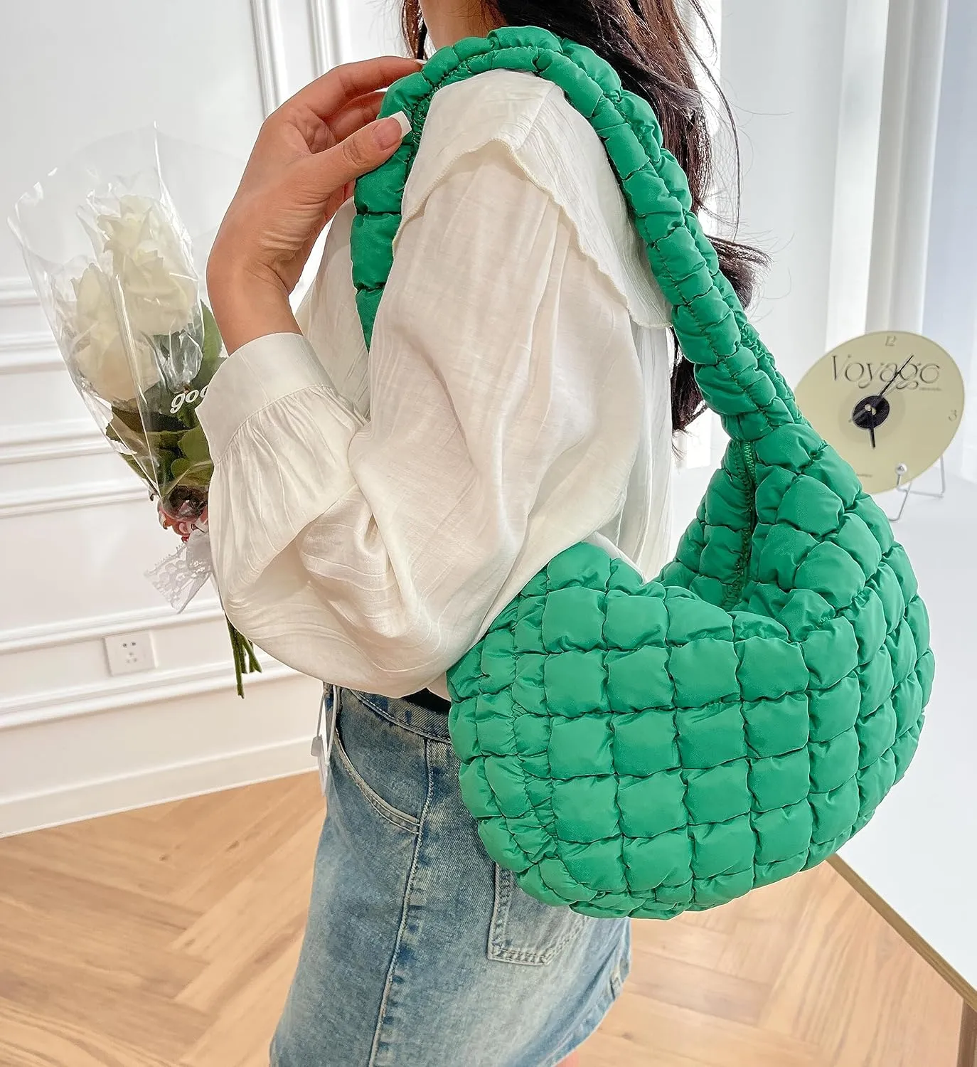 Quilted Tote Bag for Women Puffer Bag Lightweight Padding Shoulder Purse Hobo Bags Satchel Handbag Cloud Bags with Zip 2025