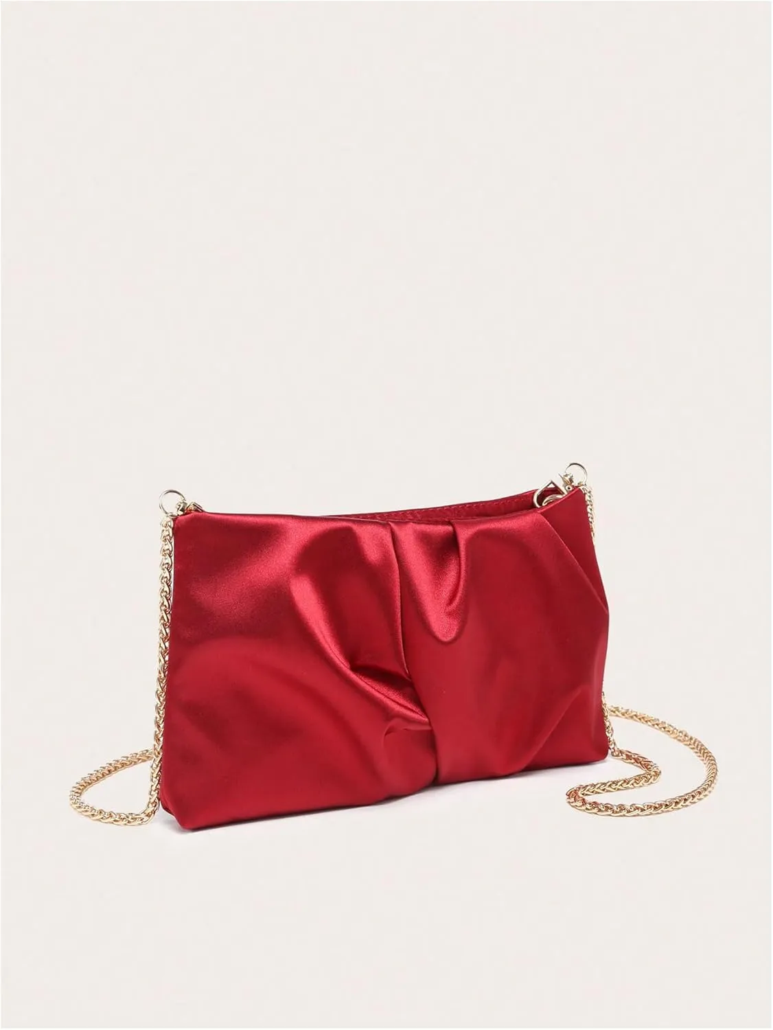 QWINEE Women's Satin Purse Ruched Evening Clutch Handbags Formal Party Handbag Wedding Bags