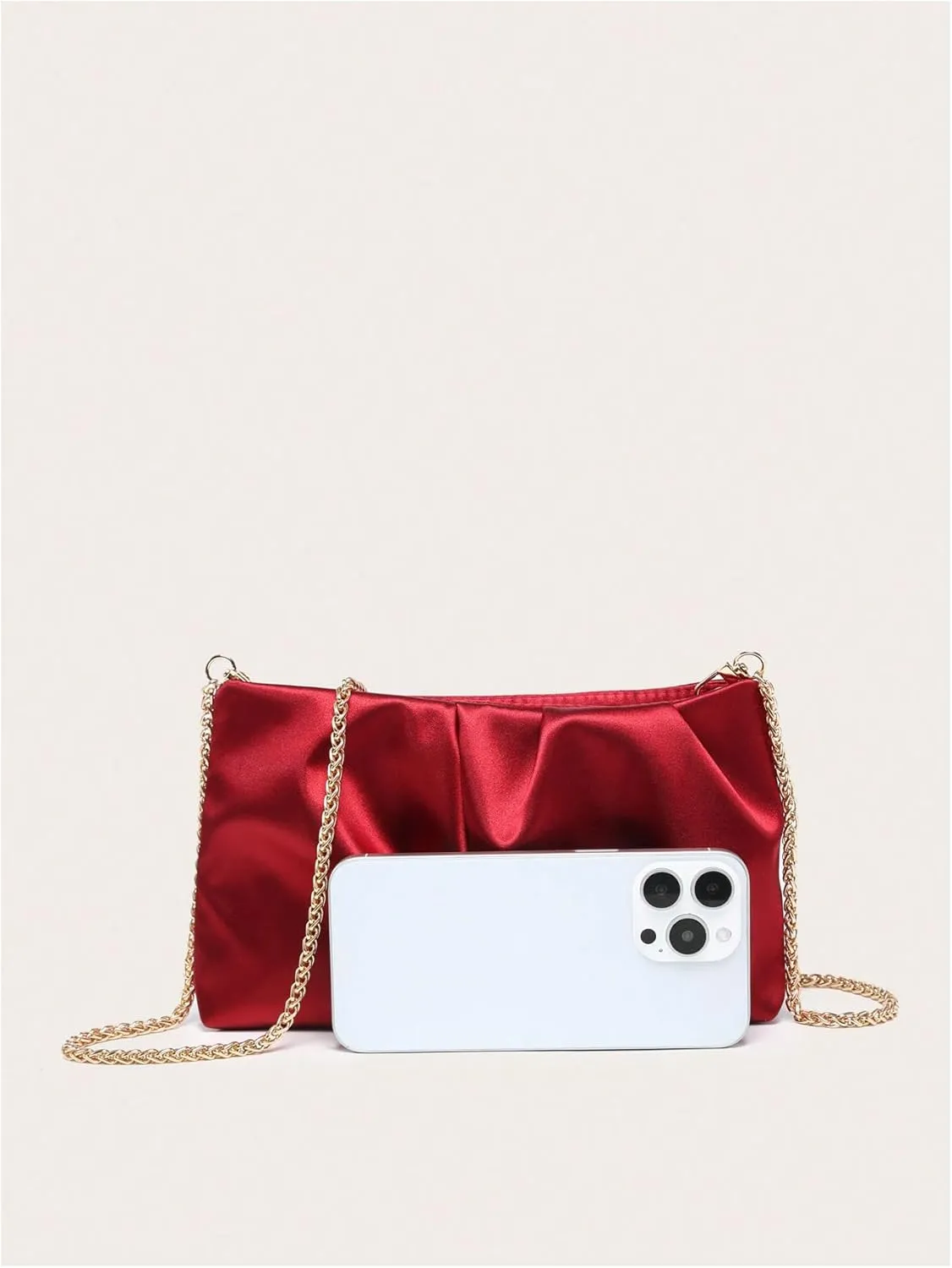 QWINEE Women's Satin Purse Ruched Evening Clutch Handbags Formal Party Handbag Wedding Bags