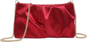 QWINEE Women's Satin Purse Ruched Evening Clutch Handbags Formal Party Handbag Wedding Bags