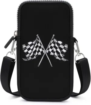 Racer Race Checkered Flags Crossbody Phone Bag Mini Shoulder Bag Cute Cell Phone Purse for Men Women