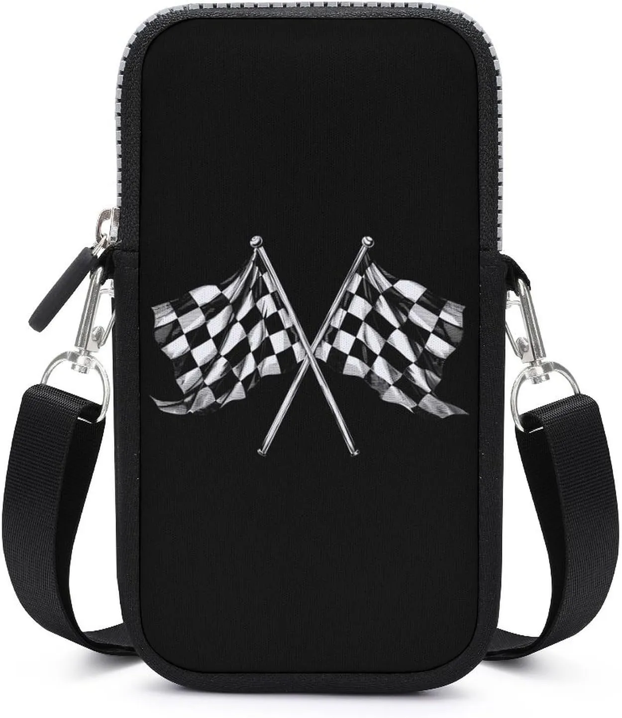 Racer Race Checkered Flags Crossbody Phone Bag Mini Shoulder Bag Cute Cell Phone Purse for Men Women