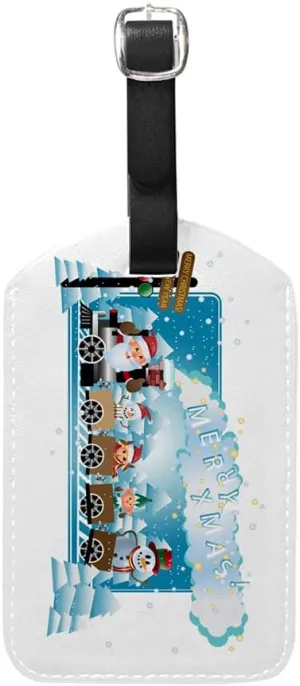 Rashu Luggage Tags Merry Christmas Happy New Year Travel Bag Suitcase Tag Waterproof Privacy Cover ID Label with Adjustable Strip and Address Card