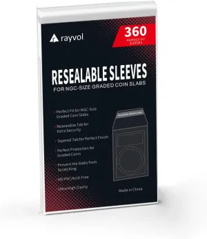Rayvol Resealable Bags for NGC Coins – Durable, Clear Coin Holders for Safe Storage & Organization – Perfect for Collectors and Dealer (360 Count)