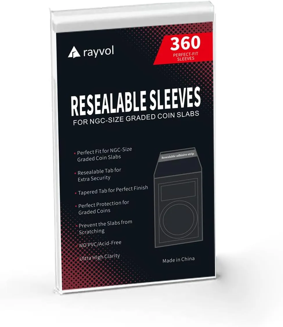 Rayvol Resealable Bags for NGC Coins – Durable, Clear Coin Holders for Safe Storage & Organization – Perfect for Collectors and Dealer (360 Count)