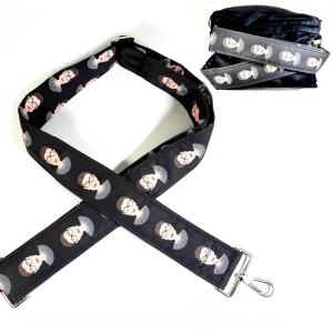 RBG Guitar Style Bag Strap - Ruth Bader Binsburg Notorious RBG Cross Body Strap - Custom Hardware Color- Adjustable -Double Padded-Durable- (2" Width, Gold)